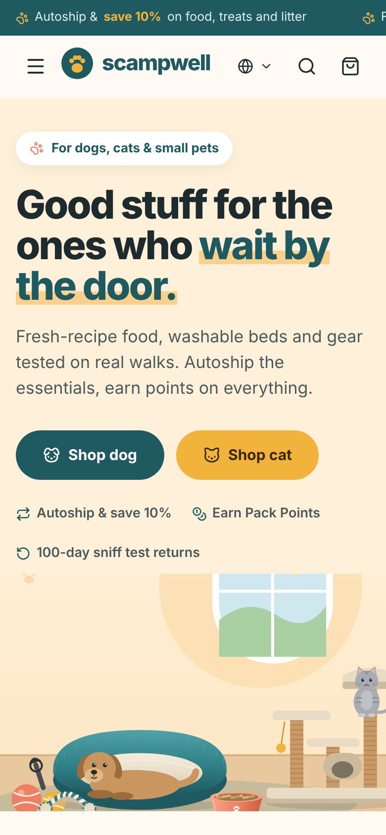 Pet supplies DTC store · Brand home page mobile screenshot